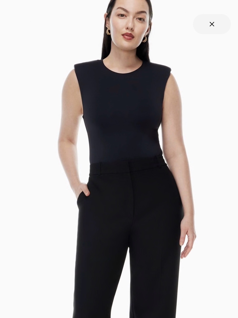 Babaton Contour Square Neck Shoulder Pad Bodysuit Black 2XL Aritzia